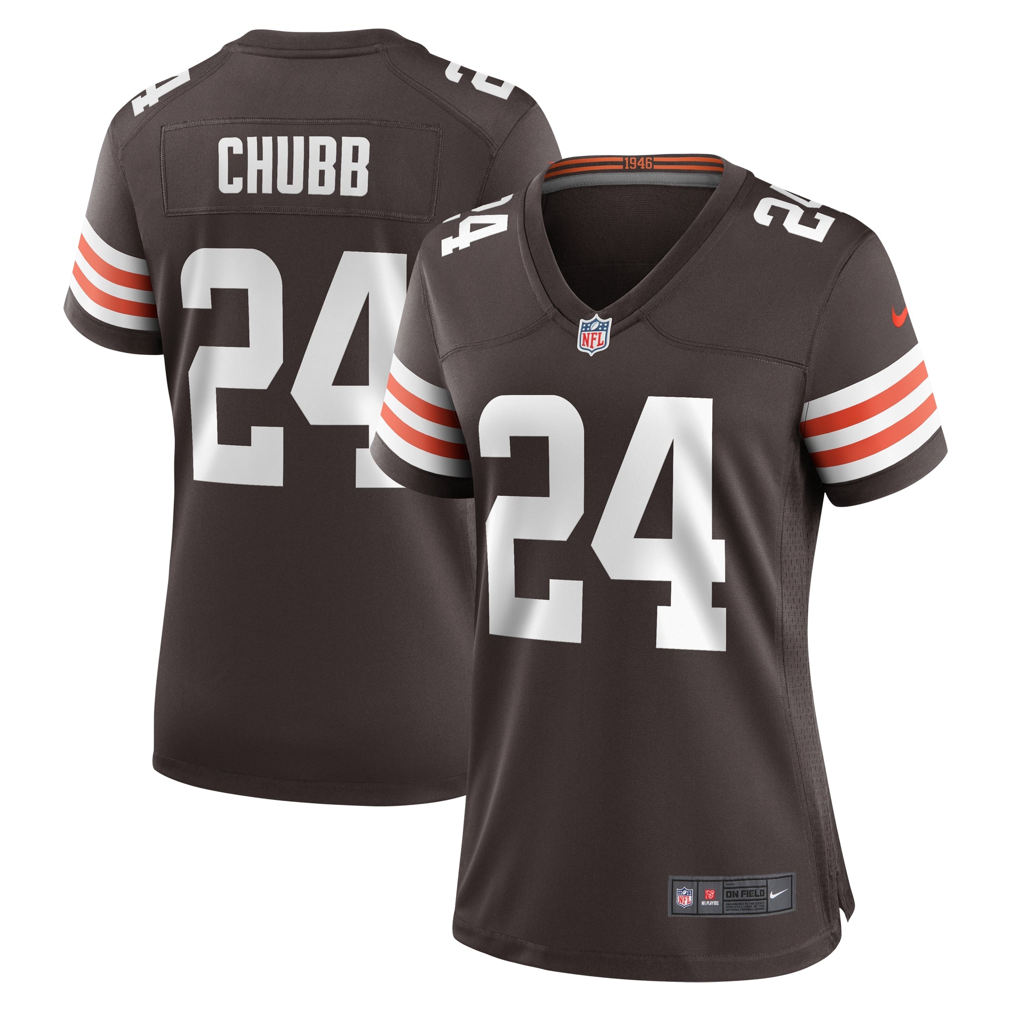 Nick Chubb Cleveland Browns Nike Women's Alternate Game Jersey - White/Brown - Image 5