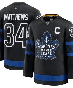 Alternative view of Auston Matthews Toronto Maple Leafs  Captain Patch Home Premium Jersey - Blue/Black