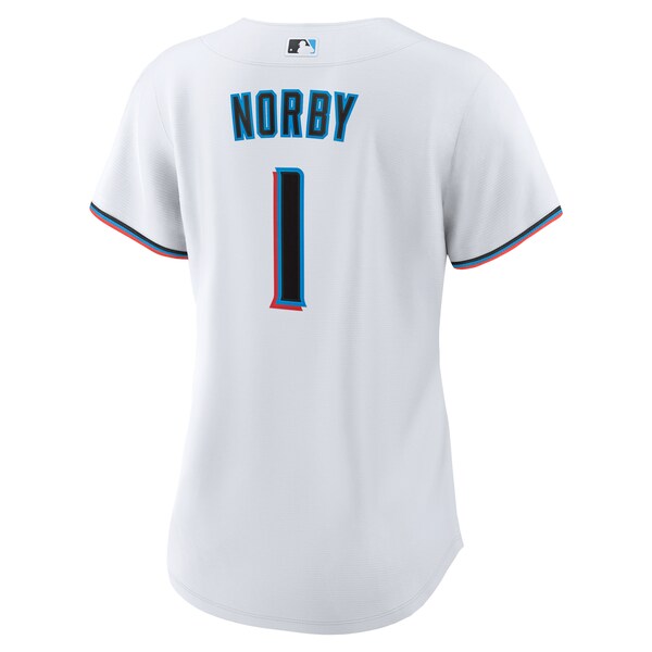 Connor Norby Miami Marlins Nike Women's Home Replica Jersey - White - Image 3