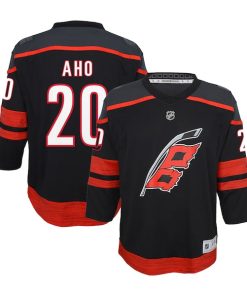 Sebastian Aho Carolina Hurricanes Youth Home Replica Player Jersey - Black/White