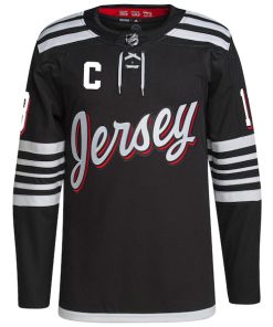 Alternative view of Nico Hischier New Jersey Devils adidas Alternate Primegreen Authentic Player Jersey - Black