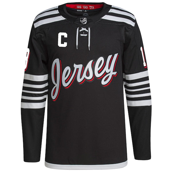 Nico Hischier New Jersey Devils adidas Alternate Primegreen Authentic Player Jersey - Black - Image 2