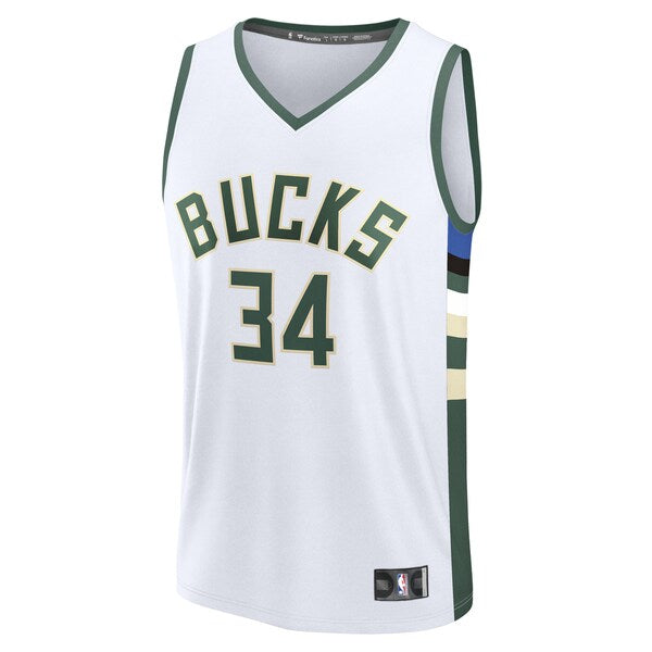 Giannis Antetokounmpo Milwaukee Bucks Youth Fast Break Replica Player Jersey - Association Edition - White - Image 2