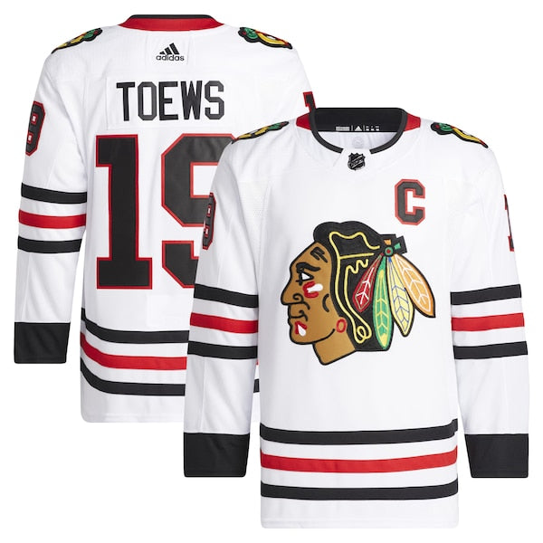 Jonathan Toews Chicago Blackhawks adidas Away Primegreen Authentic Pro Player Jersey - White/Red - Image 2