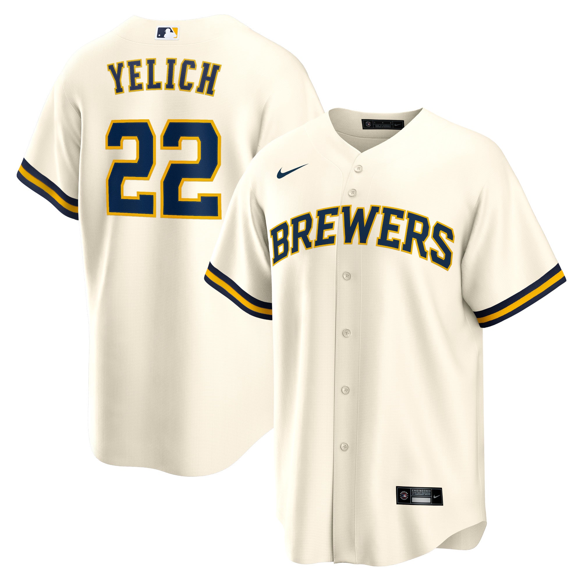 Christian Yelich Milwaukee Brewers Nike Alternate Replica Player Jersey - Gray/Cream/Navy/White - Image 5