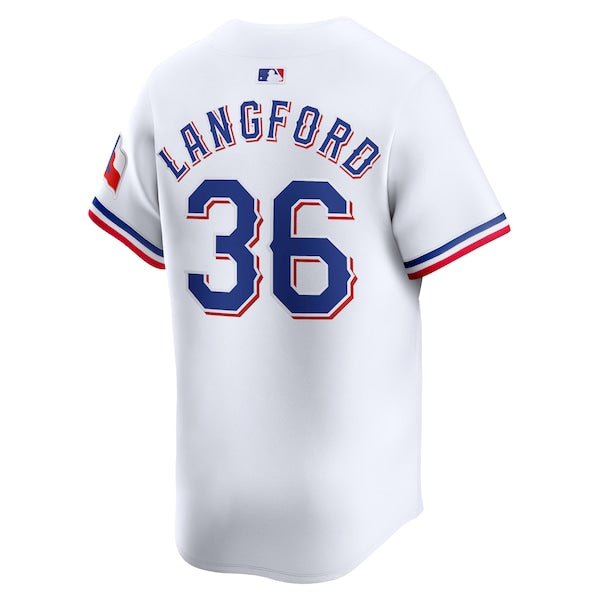 Wyatt Langford Texas Rangers Nike Home Limited Player Jersey - White - Image 3