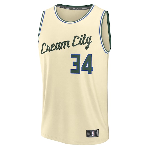 Giannis Antetokounmpo Milwaukee Bucks Youth 2025/26 City Edition Fast Break Jersey - Cream - Image 2