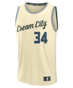 Alternative view of Giannis Antetokounmpo Milwaukee Bucks  2025/26 City Edition Fast Break Jersey - Cream