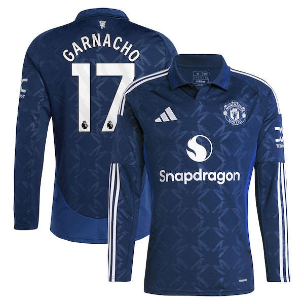 Alejandro Garnacho Manchester United adidas 2024/25 Away Replica Long Sleeve Player Jersey - Navy - Image 2