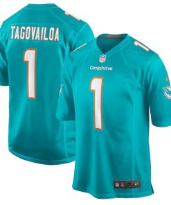 Alternative view of Tua Tagovailoa Miami Dolphins Nike Player Game Jersey - Aqua/White