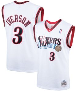 Alternative view of Allen Iverson Philadelphia 76ers  Hardwood Classics Swingman Jersey - White/Royal