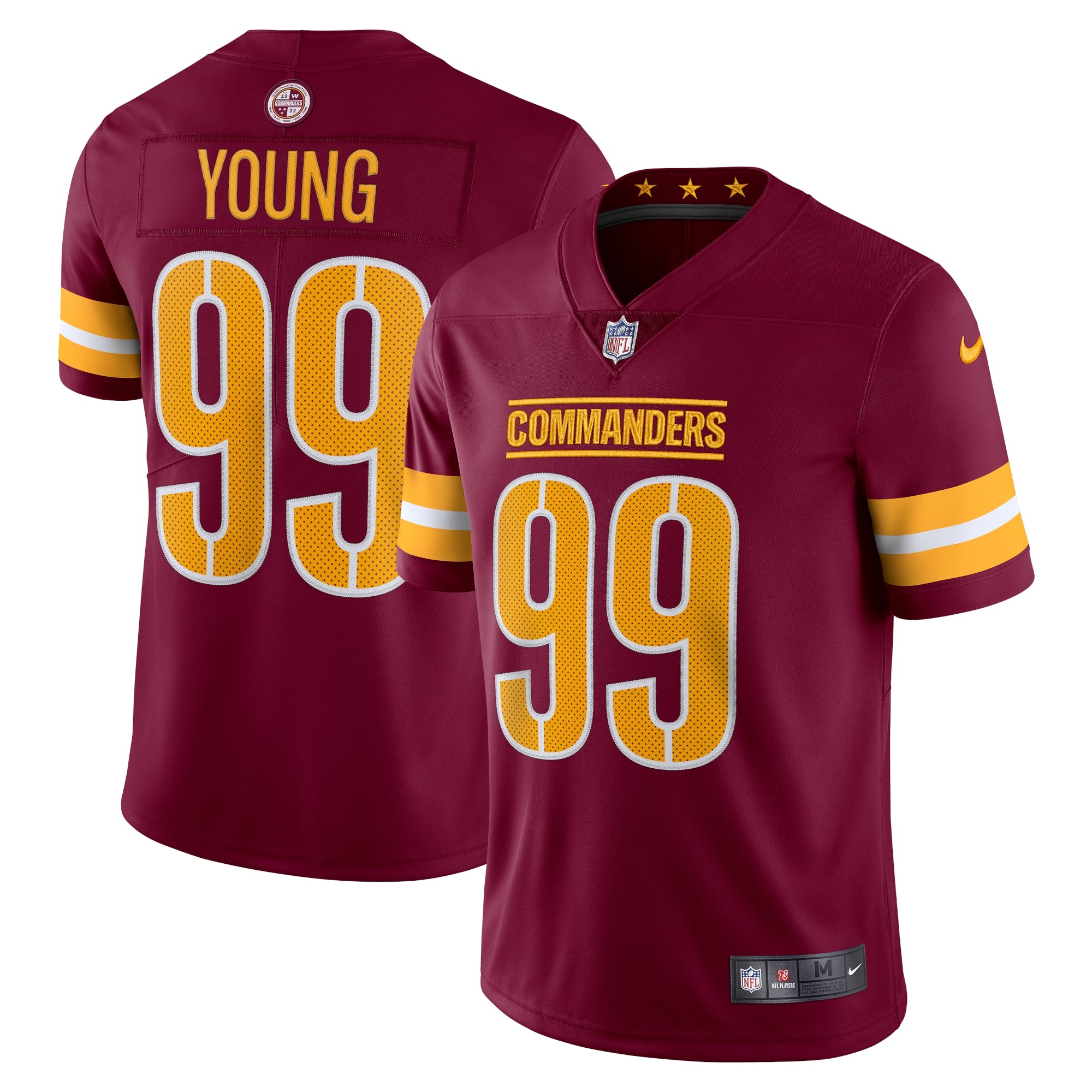 Chase Young Washington Commanders Nike Vapor Limited Jersey - White/Black/Burgundy - Image 8