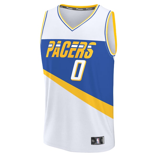 Tyrese Haliburton Indiana Pacers Youth 2025/26 City Edition Fast Break Jersey - White - Image 2