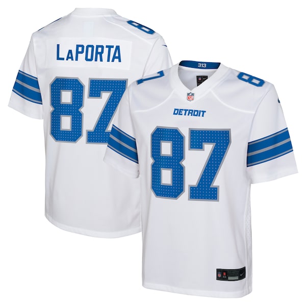 Sam LaPorta Detroit Lions Nike Youth Player Game Jersey - White - Image 4