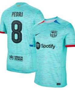 Alternative view of Pedri Barcelona Nike 2023/24 Third Replica Jersey - Aqua/Royal/White