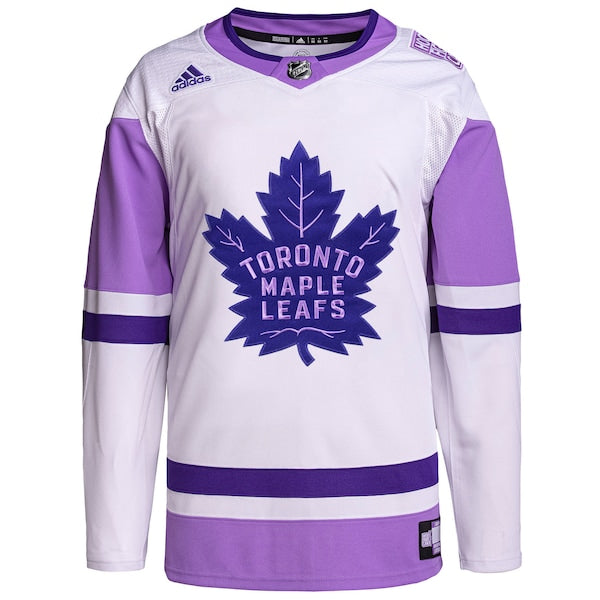 Toronto Maple Leafs adidas Hockey Fights Cancer Primegreen Authentic Custom Jersey - White/Purple - Image 2