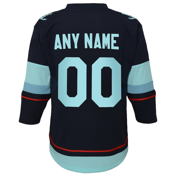 Seattle Kraken Youth Home Replica Custom Jersey - Navy - Image 3