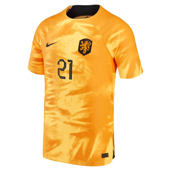 Frenkie de Jong Netherlands National Team Nike 2022/23 Home Vapor Match Authentic Player Jersey - Orange - Image 2