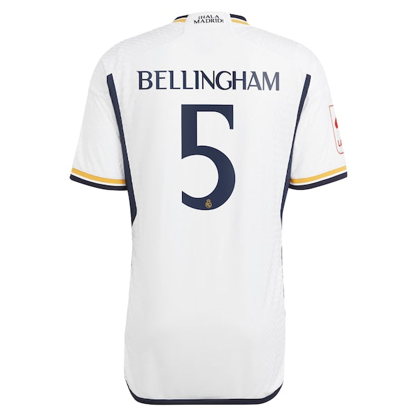 Jude Bellingham Los Merengues adidas 2023/24 Home Authentic Jersey - White/Navy - Image 4