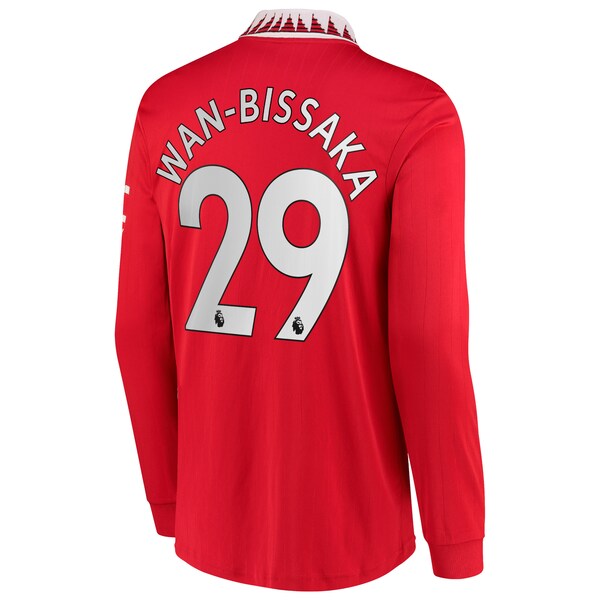 Aaron Wan-Bissaka Manchester United adidas 2022/23 Home Replica Long Sleeve Jersey - Red - Image 3