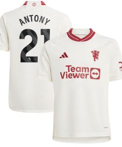 Antony Manchester United adidas Youth 2023/24 Third Replica Player Jersey - White/Green