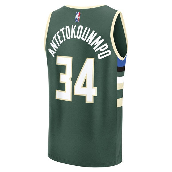 Giannis Antetokounmpo Milwaukee Bucks Youth Fast Break Replica Player Jersey - Icon Edition - Hunter Green - Image 2