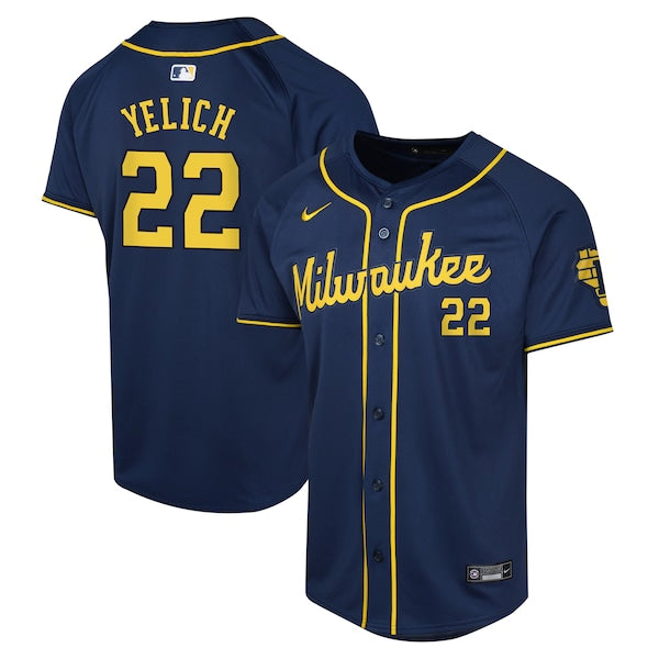 Christian Yelich Milwaukee Brewers Nike Youth Alternate Limited Player Jersey?ยจC Navy