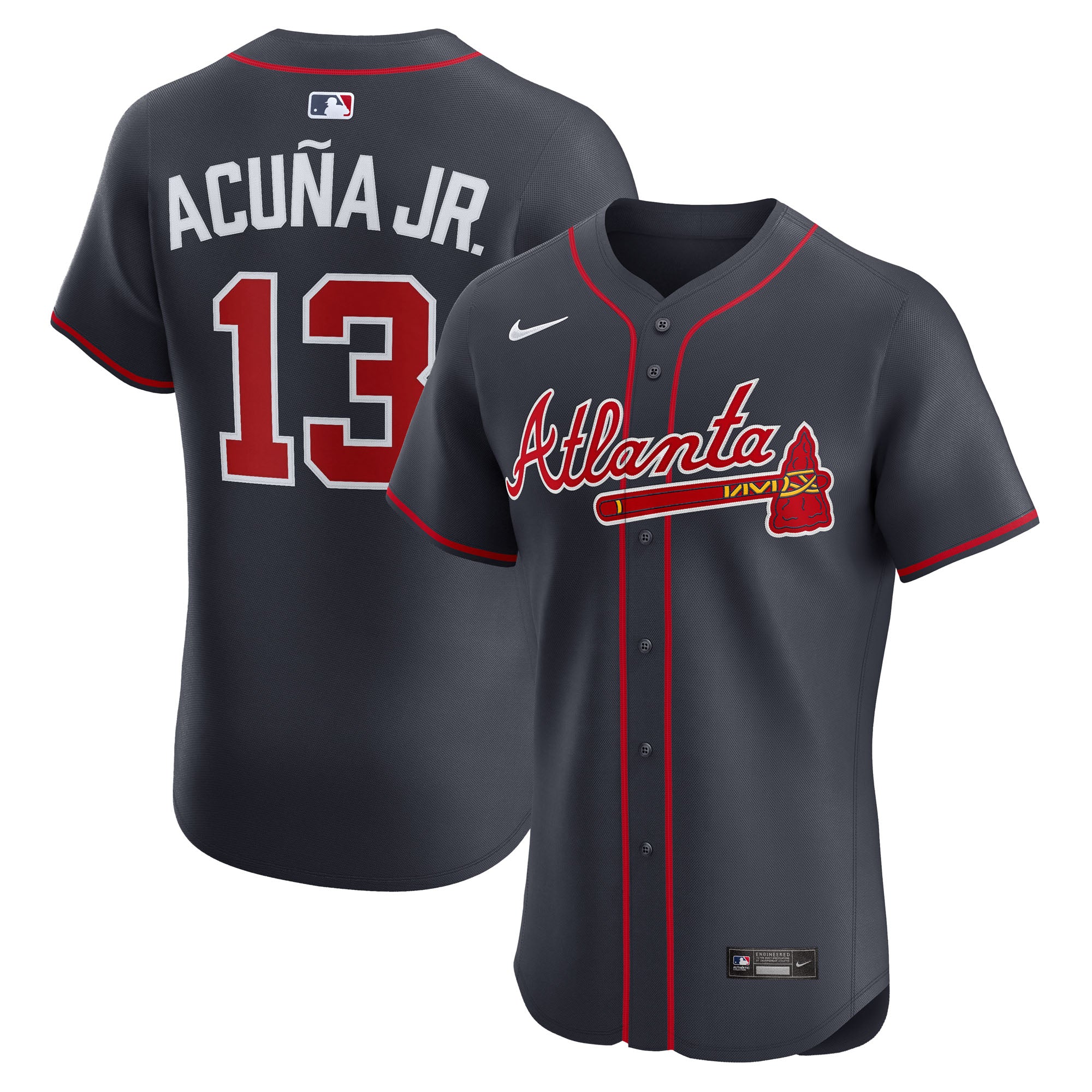 Ronald Acu?a Jr. Atlanta Braves Nike Home Elite Player Jersey - White/Red/Navy - Image 7