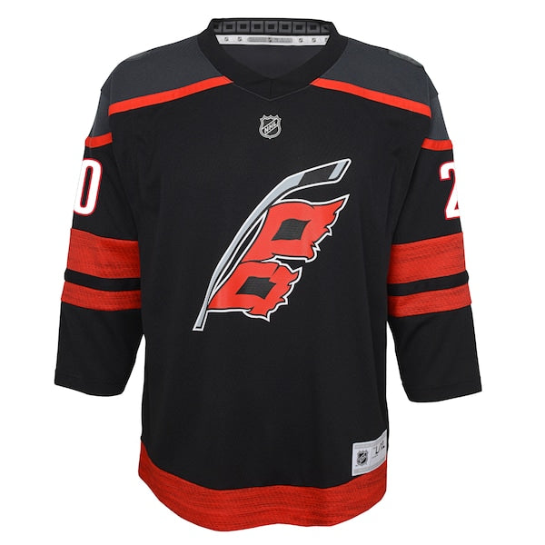 Sebastian Aho Carolina Hurricanes Youth Home Replica Player Jersey - Black/White - Image 3