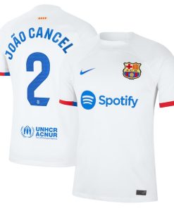 Joao Cancelo Barcelona Nike 2023/24 Away Stadium Replica Player Jersey - White/Aqua/Royal