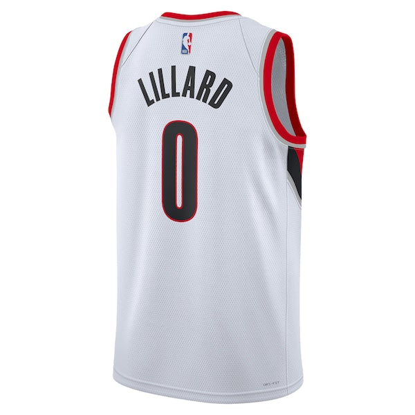 Damian Lillard Portland Trail Blazers Nike Unisex Swingman Jersey - Association Edition - White/Black - Image 4