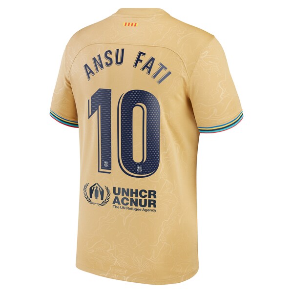 Ansu Fati Barcelona Nike Youth 2022/23 Away Breathe Stadium Replica Player Jersey - Yellow - Image 3