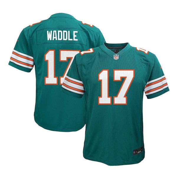 Jaylen Waddle Miami Dolphins Nike Youth Alternate Player Game Jersey - Aqua - Image 2