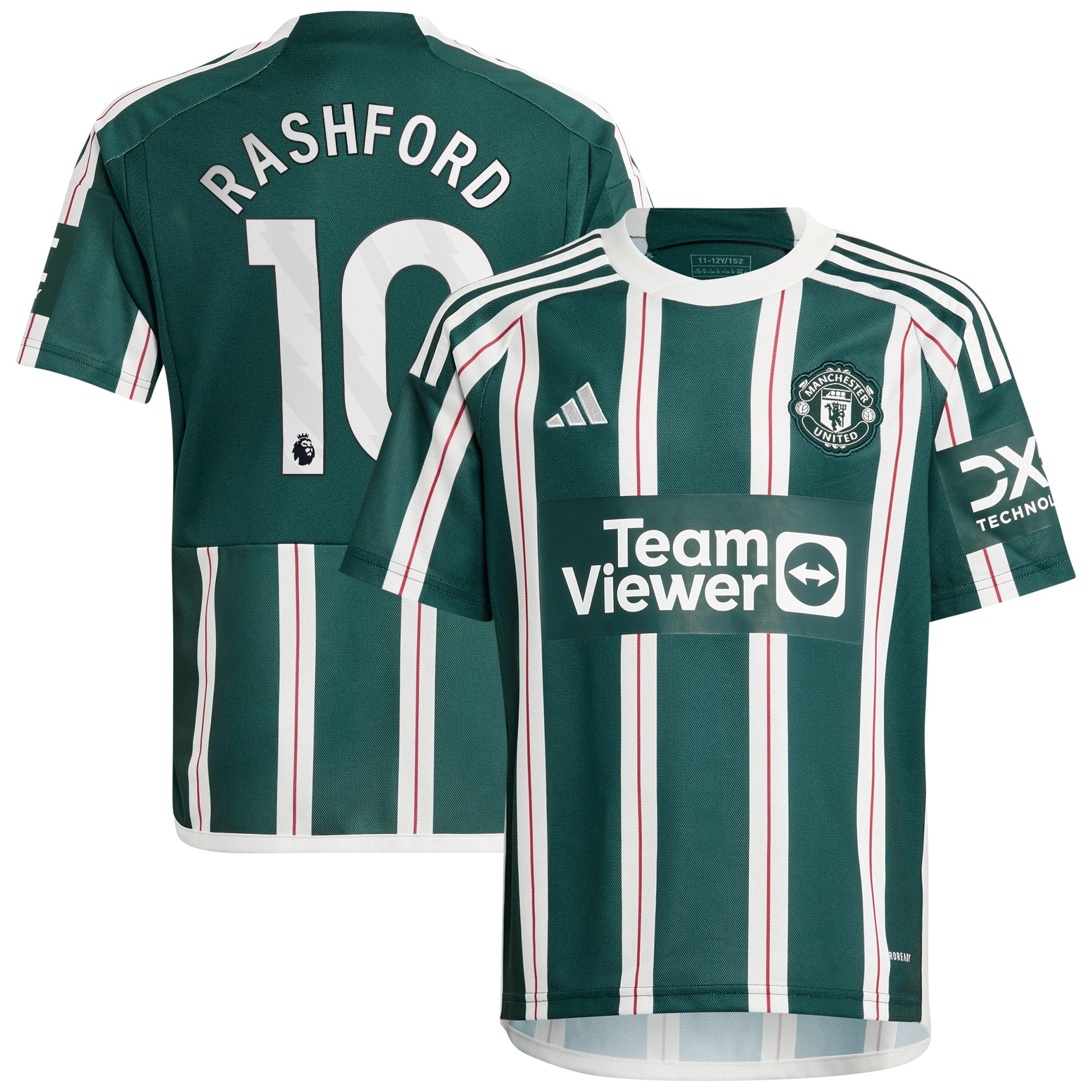 Marcus Rashford Manchester United adidas Youth 2023/24 Third Replica Player Jersey - White/Green - Image 5