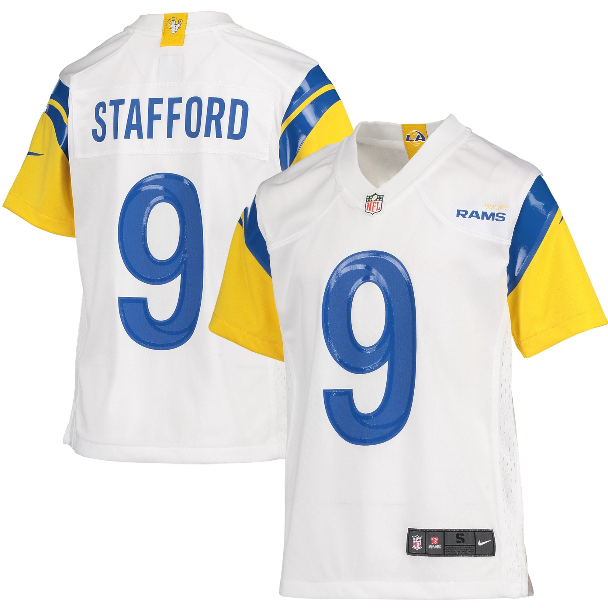 Matthew Stafford Los Angeles Rams Nike Youth Game Jersey - Cream/Royal/White - Image 7