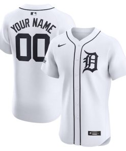 Detroit Tigers Nike Home Elite Custom Patch Jersey - White