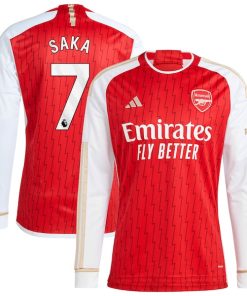 Bukayo Saka Arsenal adidas 2023/24 Home Replica Player Long Sleeve Jersey - Red