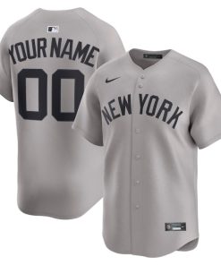 Alternative view of New York Yankees Nike Away Limited Custom Jersey - Gray/White