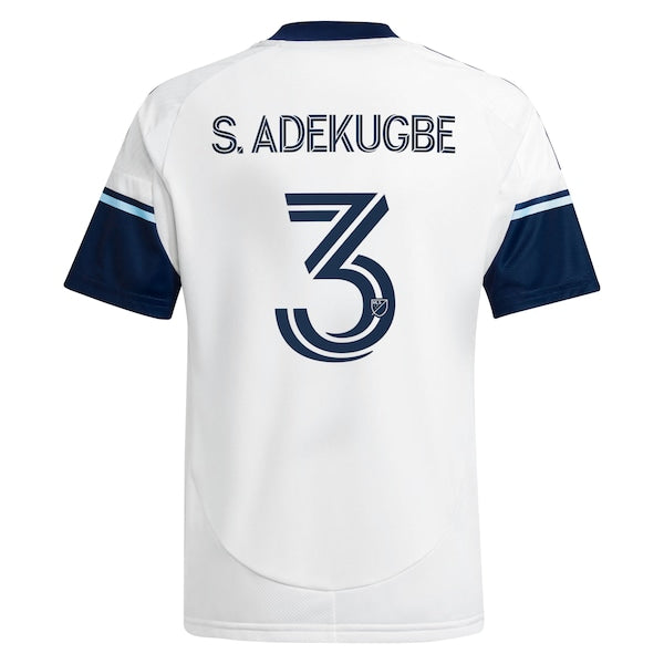 Samuel Adekugbe Vancouver Whitecaps FC adidas Youth 2025 The Peak Replica Player Jersey - White - Image 3