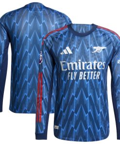 Alternative view of Arsenal adidas 2025/26 Away Authentic Long Sleeve Jersey with Patch - Blue/Red