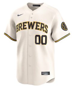 Alternative view of Milwaukee Brewers Nike Home Limited Custom Jersey - Cream
