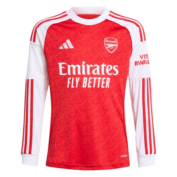 Arsenal adidas Youth 2025/26 Home Replica Long Sleeve Jersey - Red - Image 3