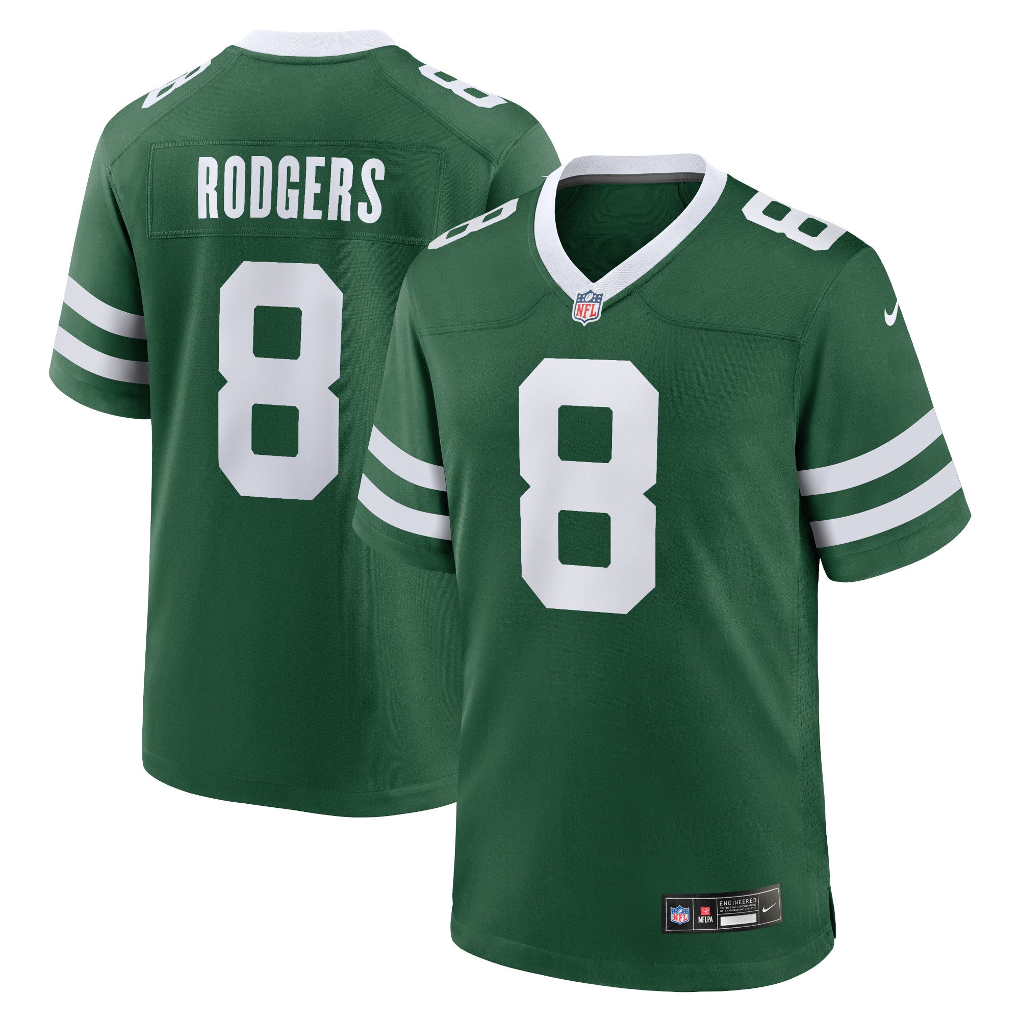Aaron Rodgers New York Jets Nike Game Jersey - Legacy White/Black/Green - Image 8