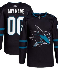 San Jose Sharks adidas  Alternate  Primegreen Authentic Custom Jersey - Black