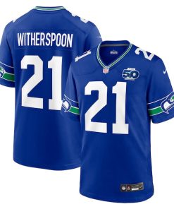 Alternative view of Devon Witherspoon Seattle Seahawks Nike Alternate 50th Season Game Jersey - Royal/College Navy