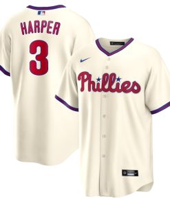 Alternative view of Bryce Harper Philadelphia Phillies Nike Alternate Replica Player Name Jersey - Cream/Red/White