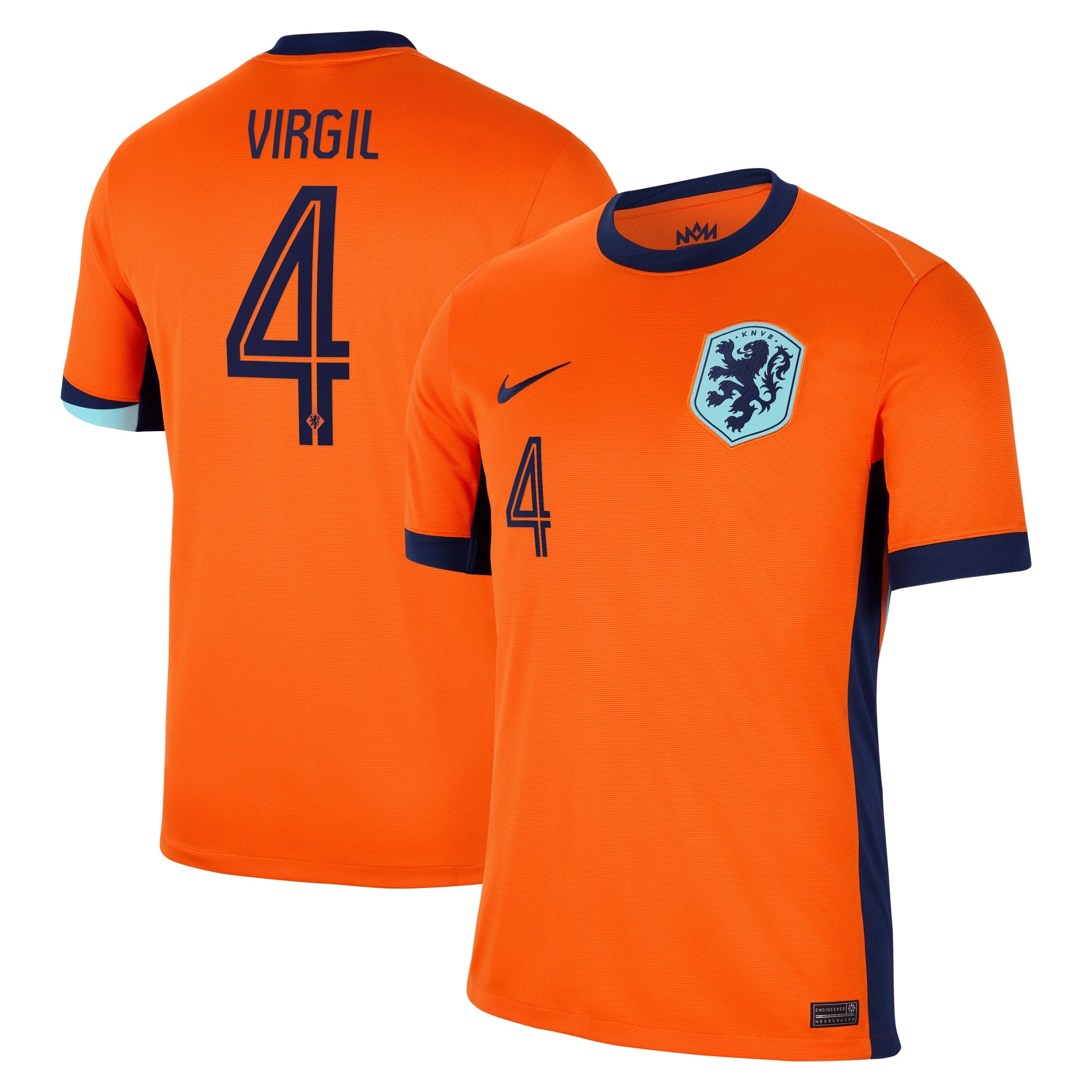 Virgil van Dijk Netherlands National Team Nike 2024 Away Replica Jersey - Blue/Orange - Image 5