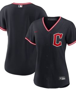 Alternative view of Cleveland Guardians Nike Women's Alternate Replica Jersey - Navy/Red