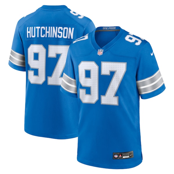 Aidan Hutchinson Detroit Lions Nike Game Jersey - Blue/Black/White - Image 3