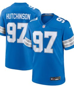 Alternative view of Aidan Hutchinson Detroit Lions Nike Game Jersey - Blue/Black/White